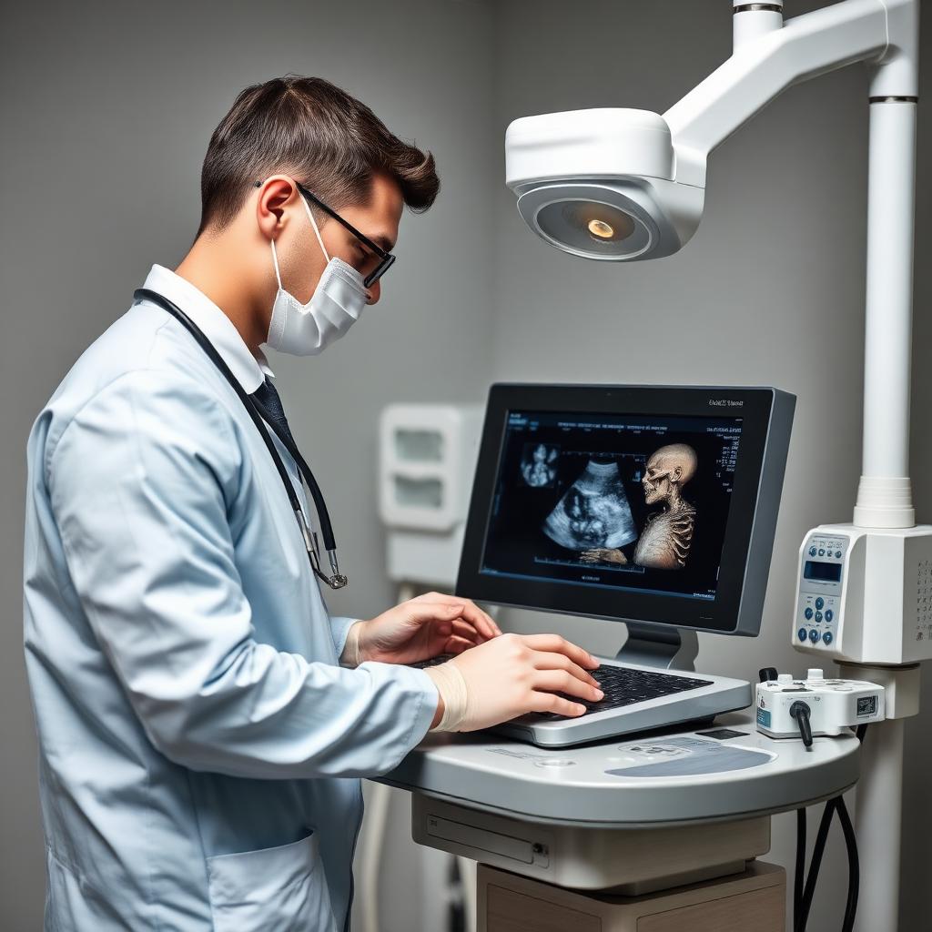 Sonographer performing an ultrasound scan